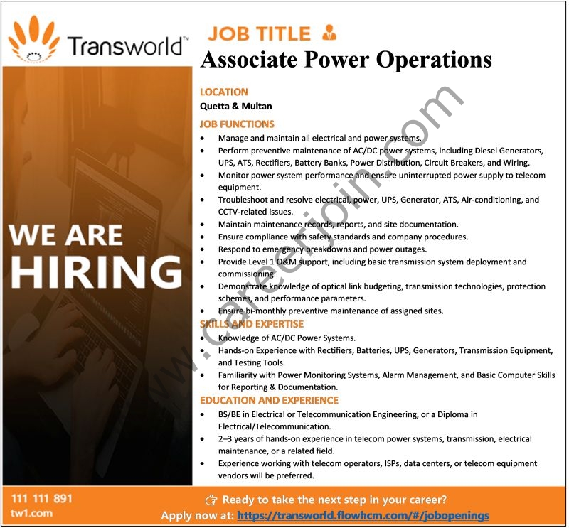 Transworld Associates Jobs Associate Power Operations 1