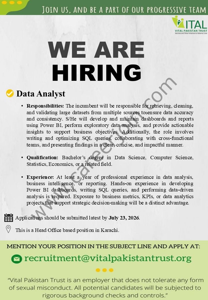 VITAL Trust Pakistan Jobs Data Analyst 1