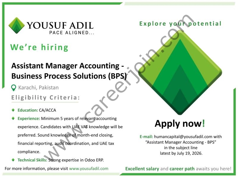 Yousuf Adil Chartered Accountants Jobs Assistant Manager Accounting 1