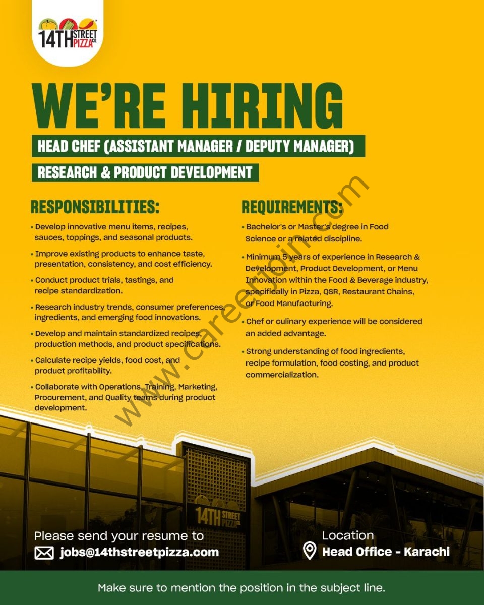 14th Street Pizza Jobs Head Chef 1