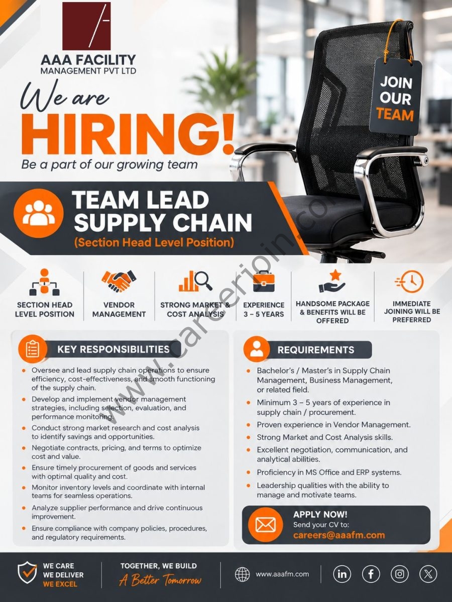 AAA Facility Management (AAAFM) Jobs Team Lead Supply Chain 1