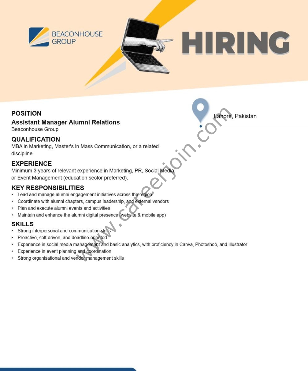 Beaconhouse Group Jobs Assistant Manager Alumni Relations 1