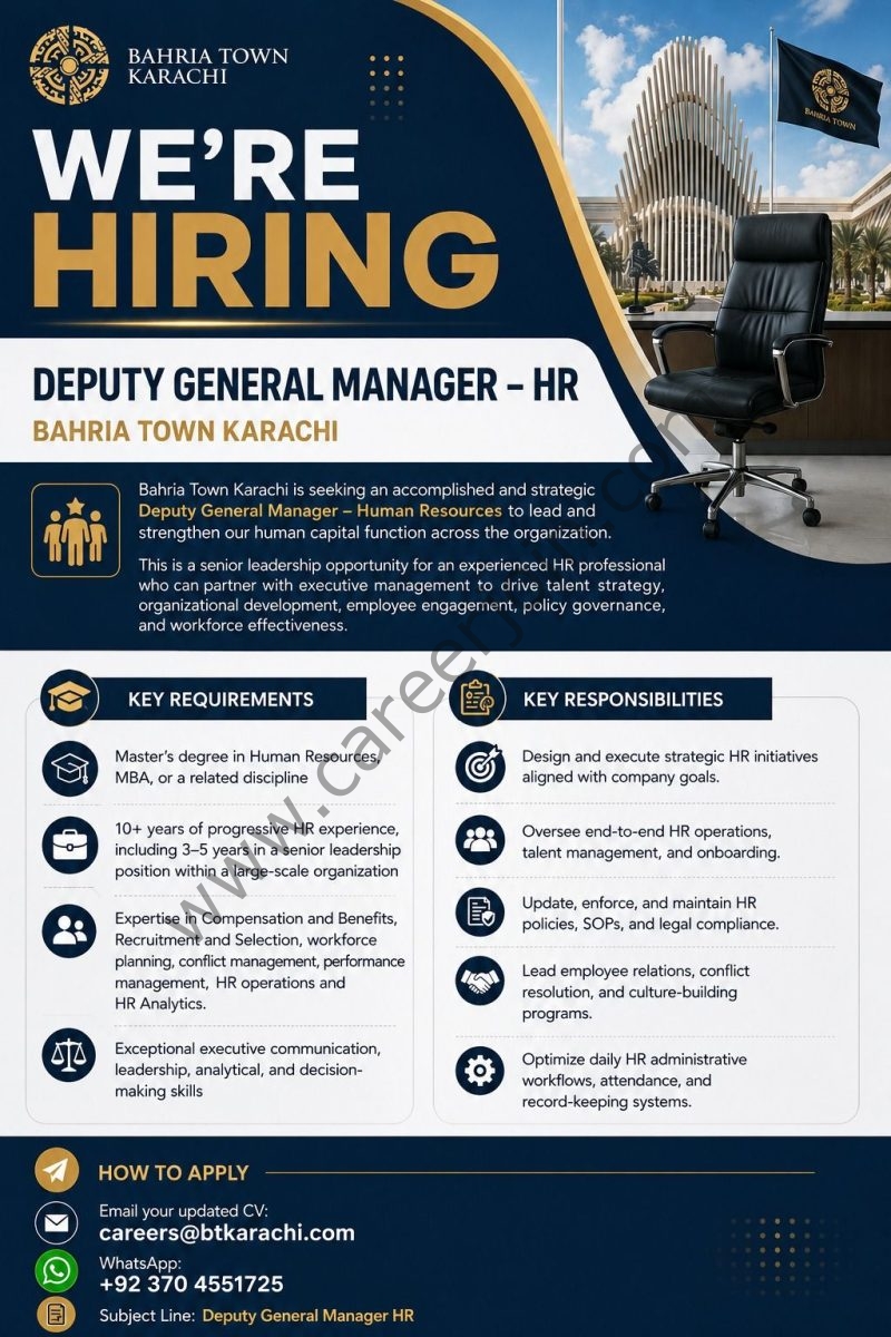 Bahria Town Karachi Jobs Deputy General Manager HR 1