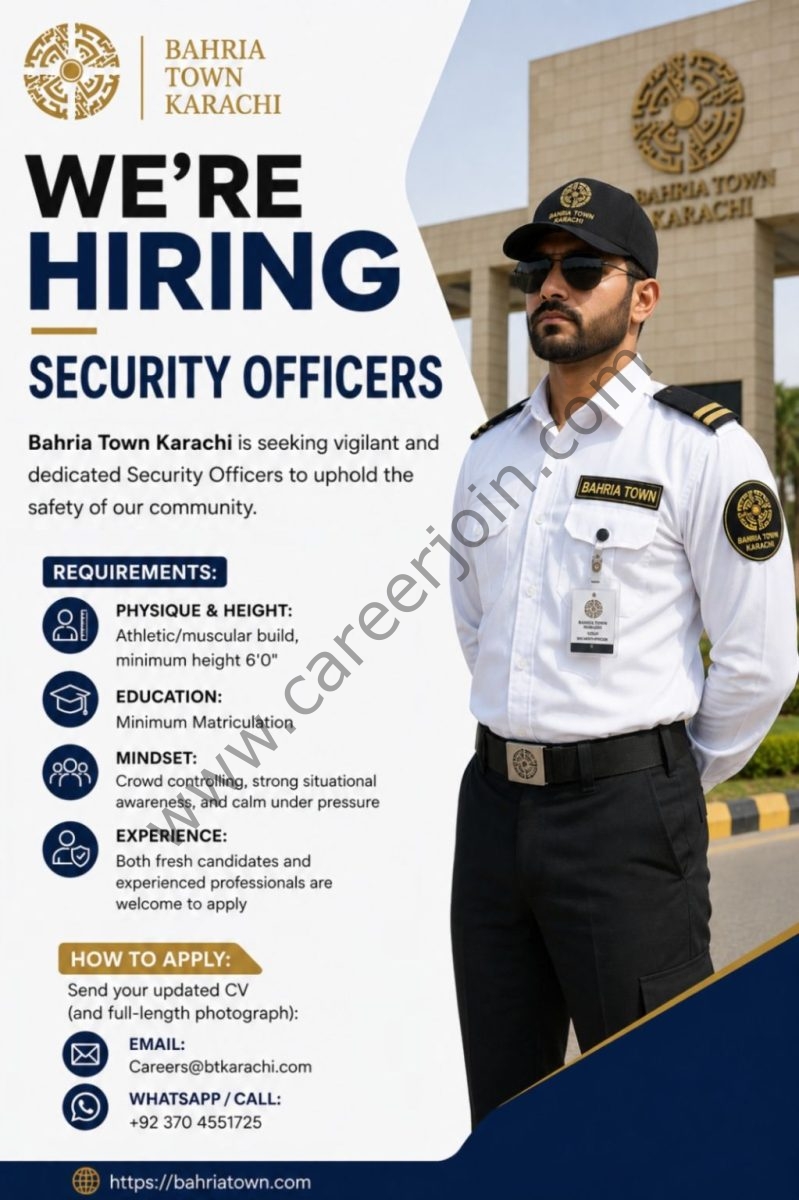 Bahria Town Karachi Jobs Security Officer 1
