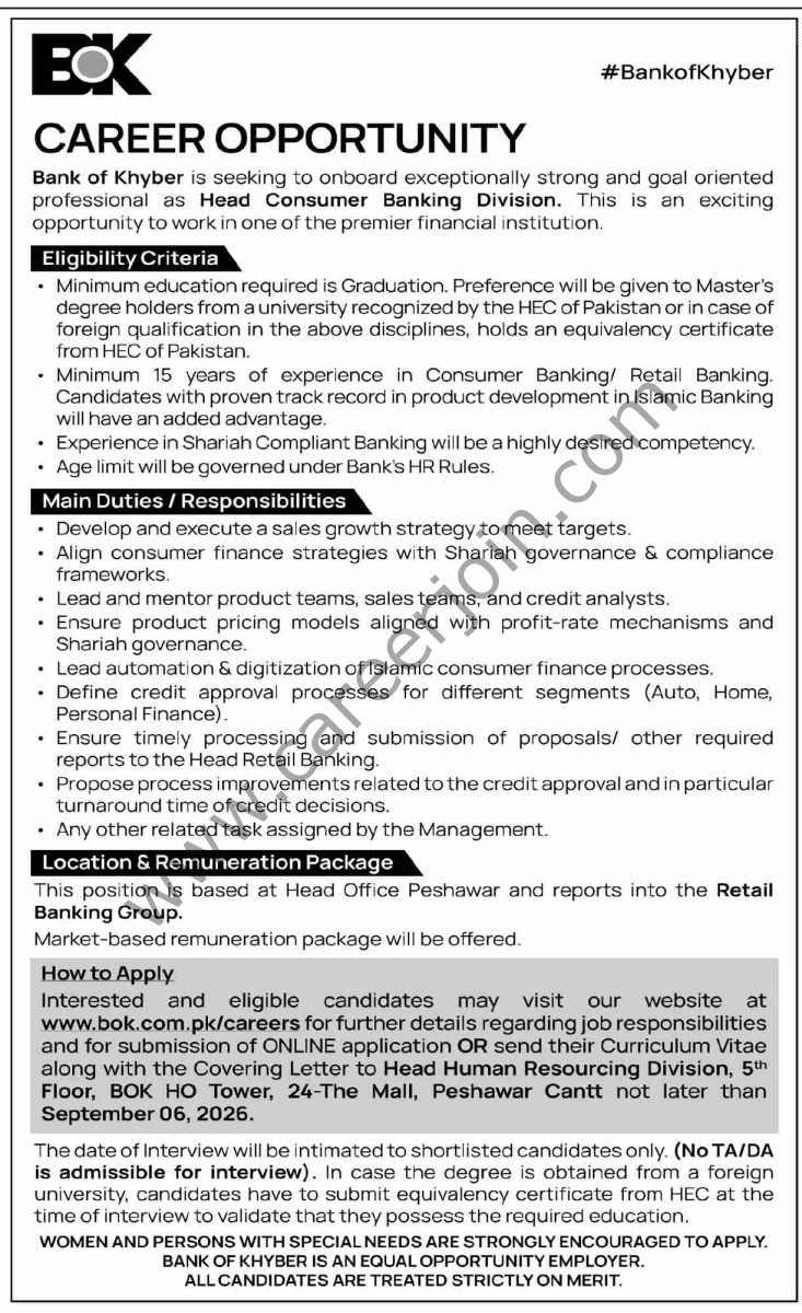 Bank of Khyber BOK Jobs 23 August 2026 Dawn 1