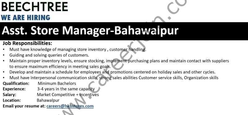 Beechtree Jobs Assistant Store Manager 1