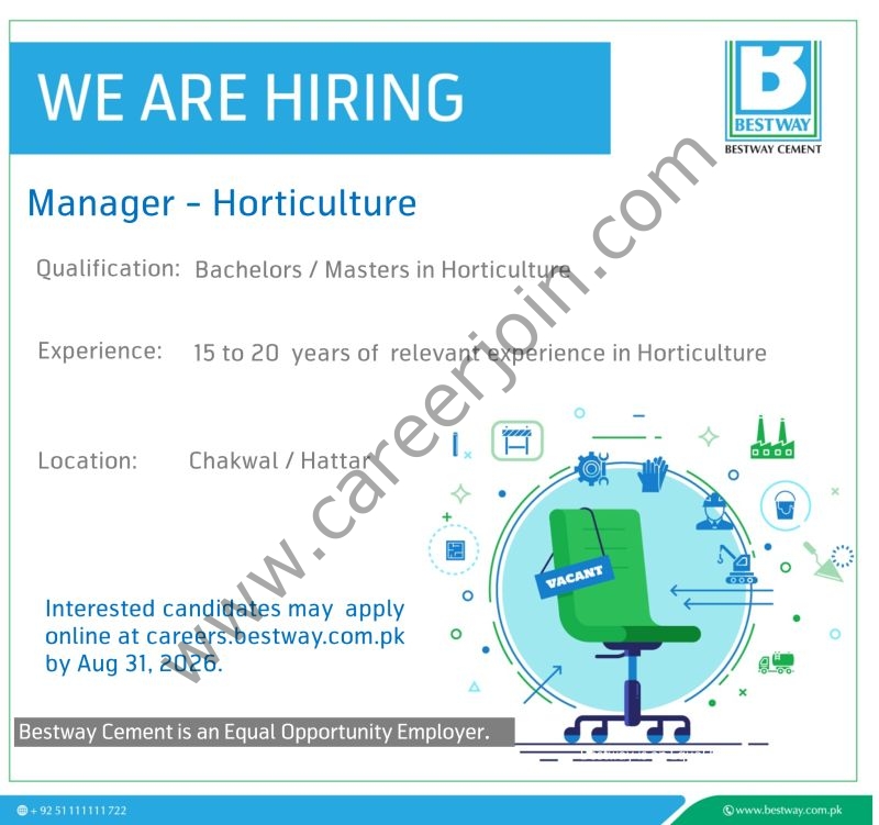 Bestway Cement Limited Jobs Manager Horticulture 1
