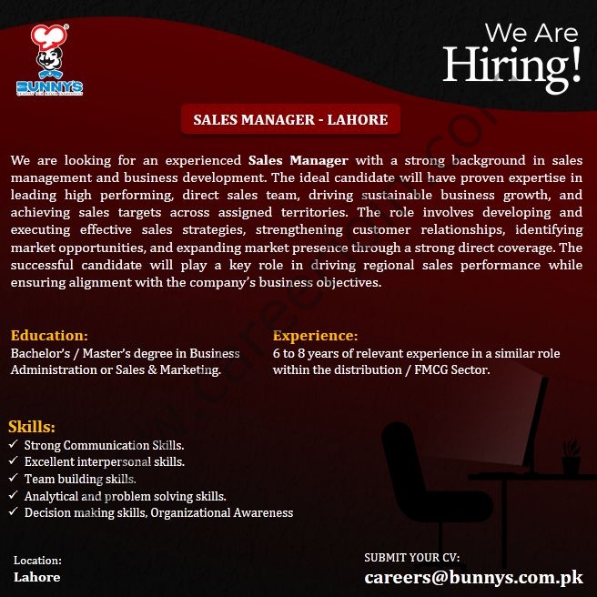 Bunny's Limited Jobs Sales Manager 1