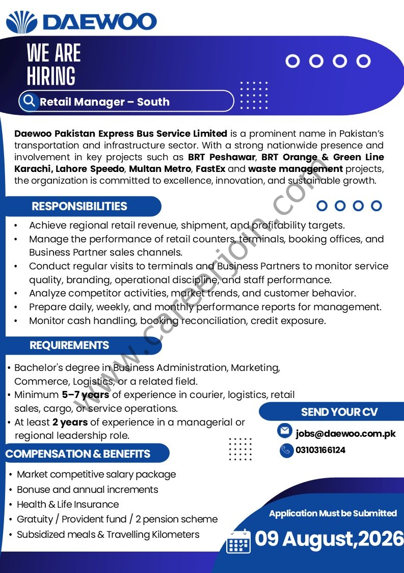Daewoo Express Jobs Retail Manager 1
