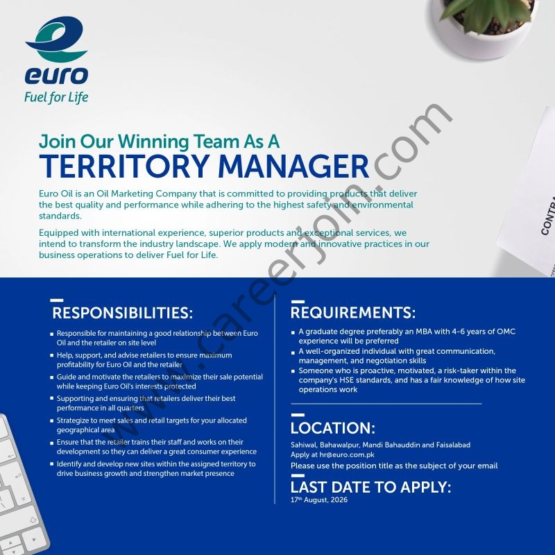 Euro Oil Pakistan Jobs Territory Manager 1