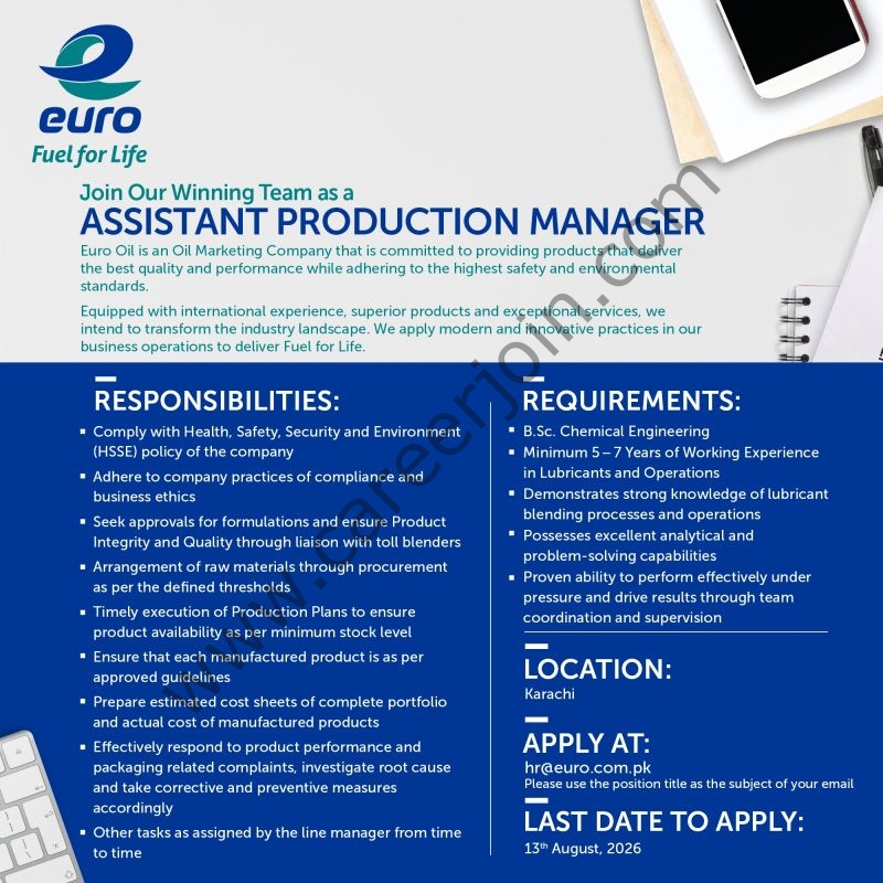 Euro Oil Pakistan Jobs August 2026 1