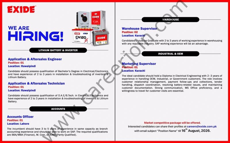 Exide Pakistan Limited Jobs August 2026 1