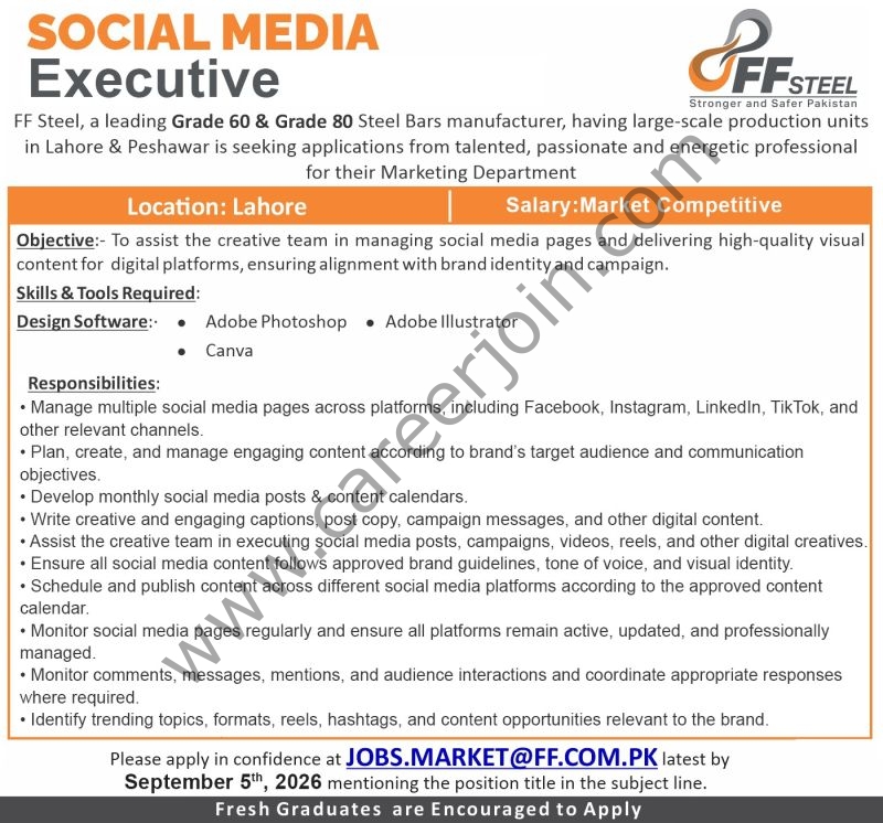 FF Steel Jobs Social Media Executive 1