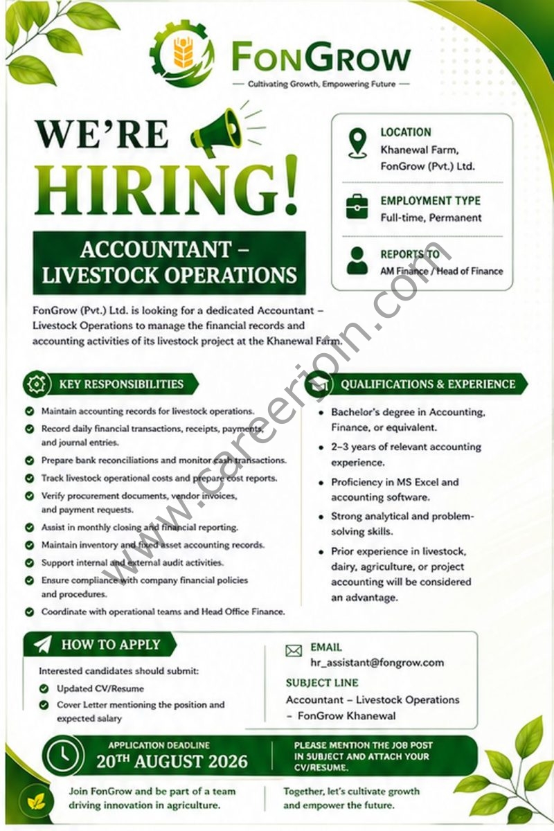 FonGrow Pvt Ltd Jobs Accountant Livestock Operations 1