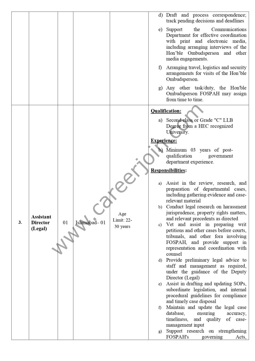 Federal Ombudsperson Secretariat for Protection Against Harassment Jobs 24 August 2026 03 1