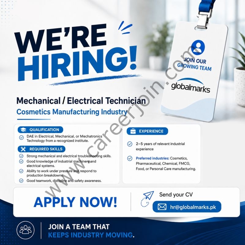 Global Marks Pvt Ltd Jobs Mechanical / Electrical Technician 1