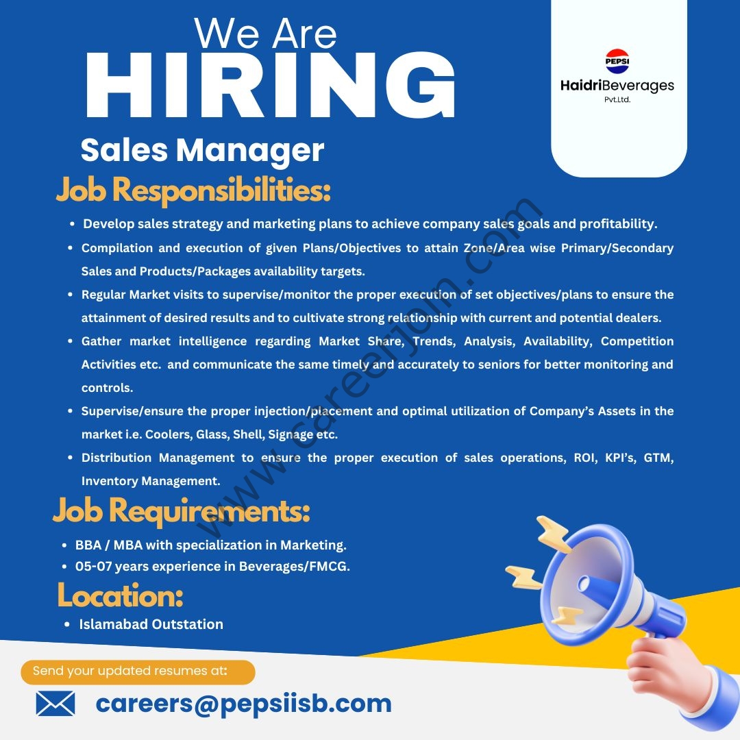Haidri Beverages Pvt Ltd Jobs Sales Manager 1
