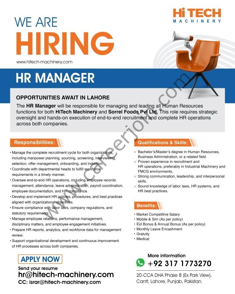 HiTech Machinery Jobs HR Manager 1