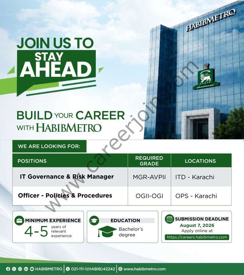 Habib Metropolitan Bank Jobs August 2026 1
