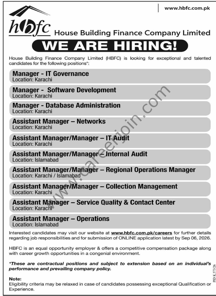 House Building Finance Co Ltd HBFC Jobs 23 August 2026 Dawn 1