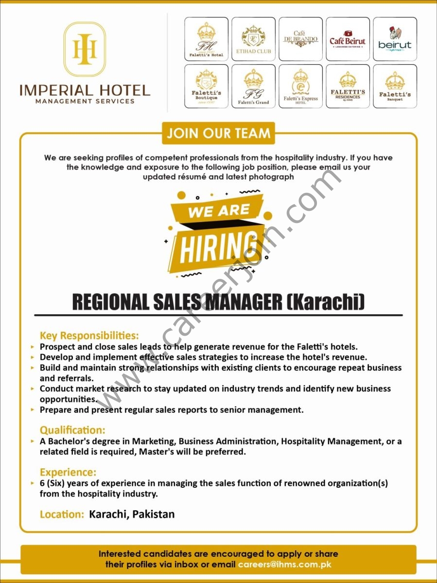 Imperial Hotel Management Services Jobs Regional Sales Manager 1