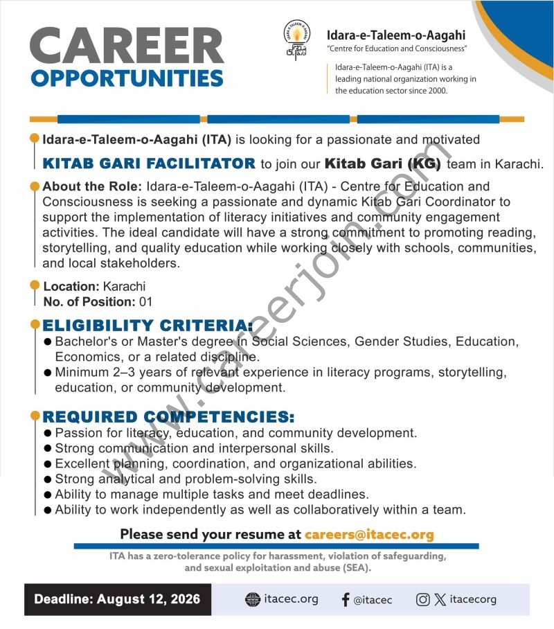 Idara-e-Taleem-o-Aagahi (ITA) Jobs Kitab Gari Facilitator 1