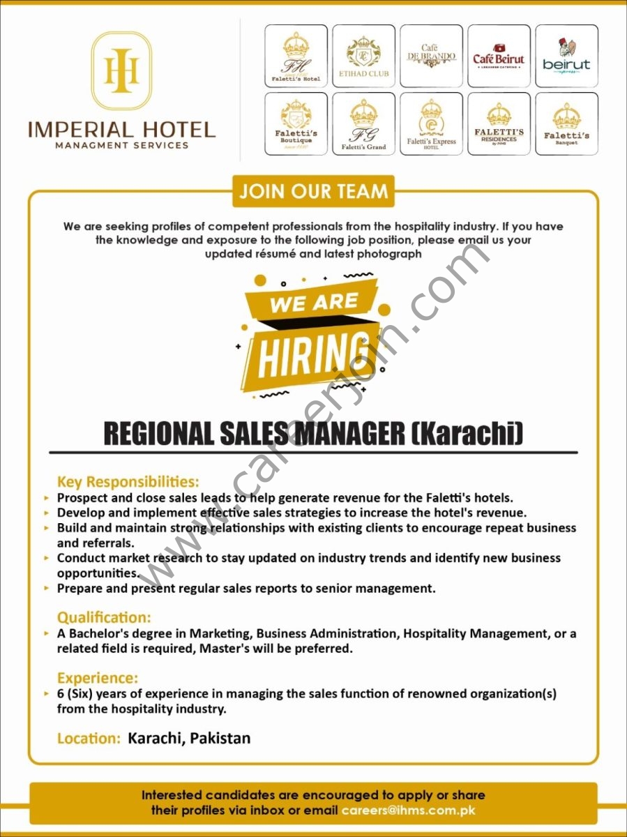 Imperial Hotel Management Services Jobs Regional Sales Manager 1