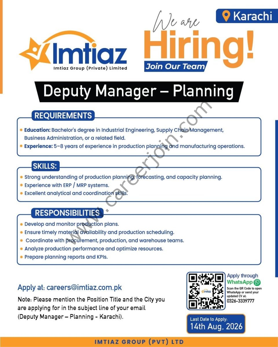 Imtiaz Super Market Jobs August 2026 1