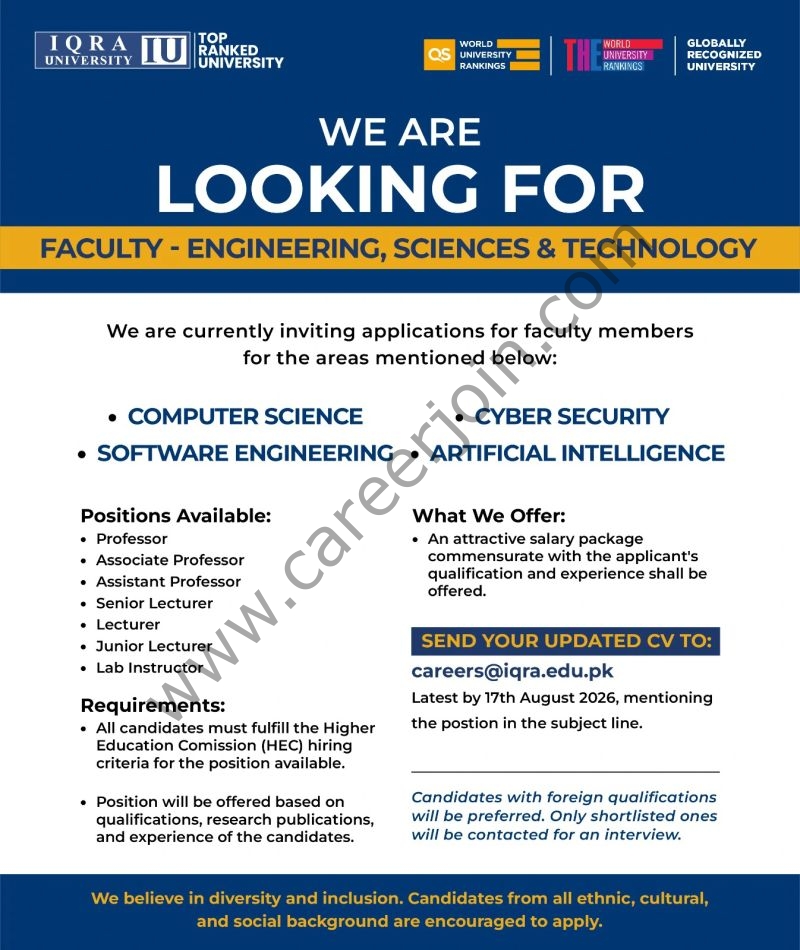 Iqra University Jobs August 2026 1