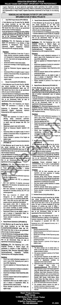 Irrigation Department Punjab Jobs 23 August 2026 Express 1