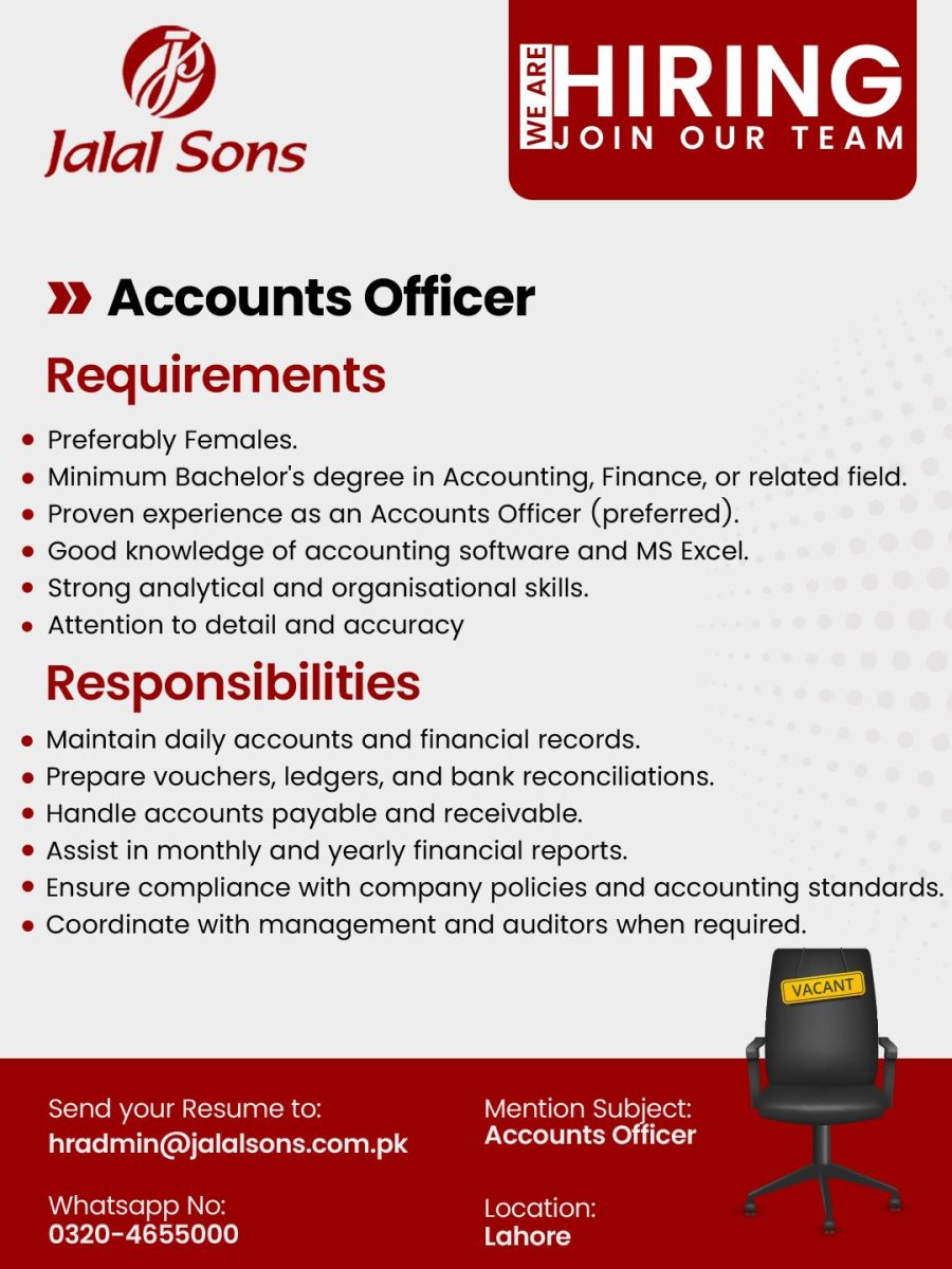 Jalal Sons Jobs Accounts Officer 1