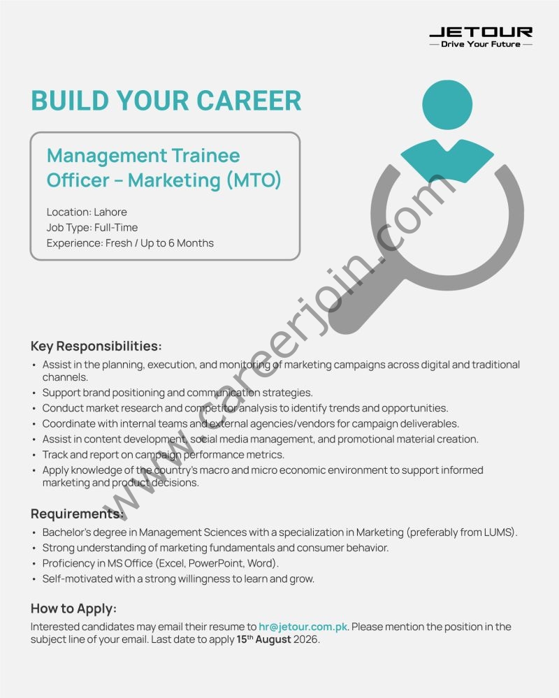JETOUR Pakistan Jobs MTO Marketing 1