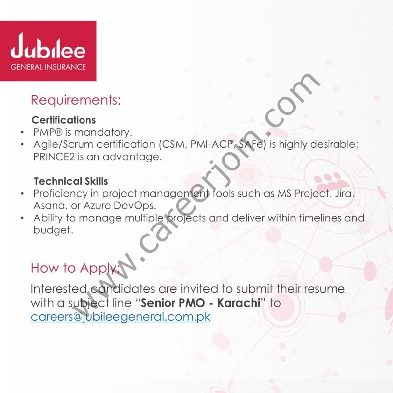 Jubilee General Insurance Company Jobs Senior Project Management Officer 3