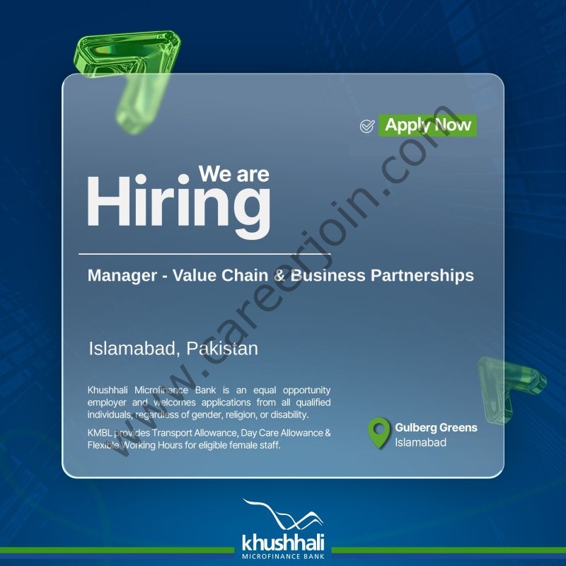 Khushhali Microfinance Bank Jobs Manager Value Chain & Business Partnerships 1