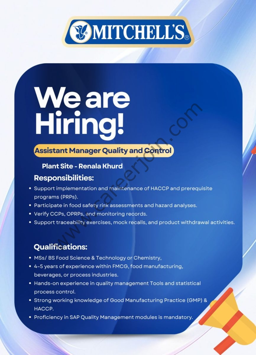 Mitchell's Fruit Farms Limited MFFL Jobs Assistant Manager QA / QC  1