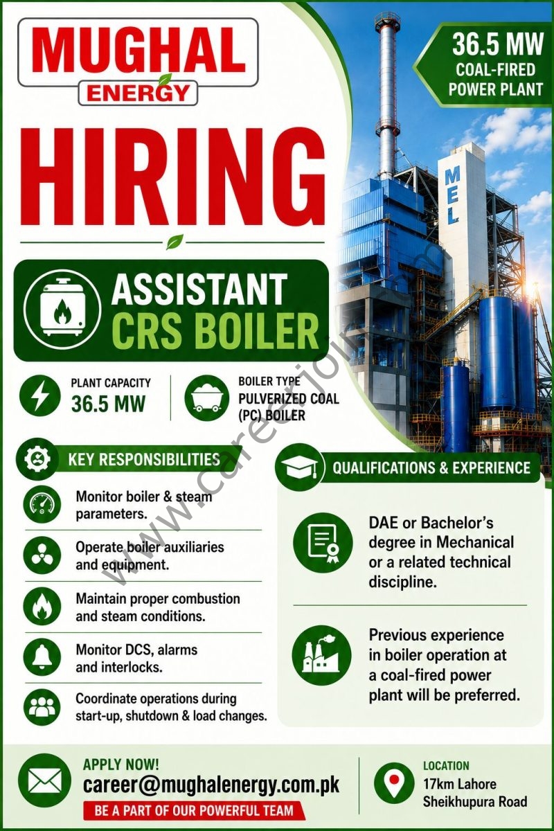 Mughal Energy Limited Jobs Assistant CRS Boiler 1