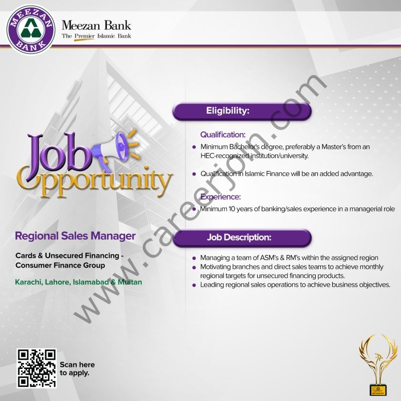 Meezan Bank Limited Jobs Regional Sales Manager 1