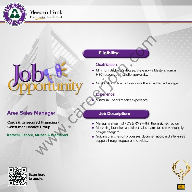 Meezan Bank Limited Jobs Area Sales Manager 1