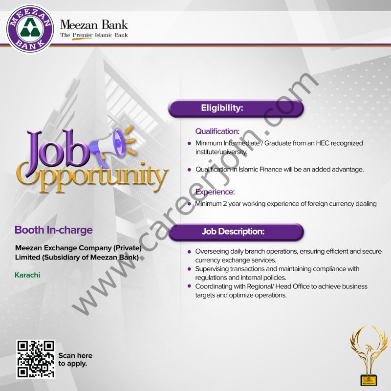 Meezan Bank Limited Jobs Booth Incharge 1