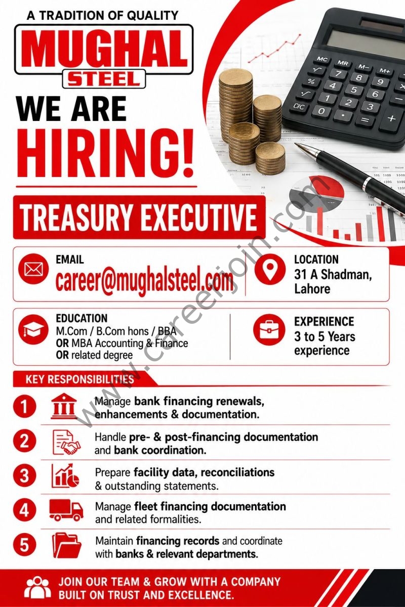Mughal Steel Jobs Treasury Executive 1