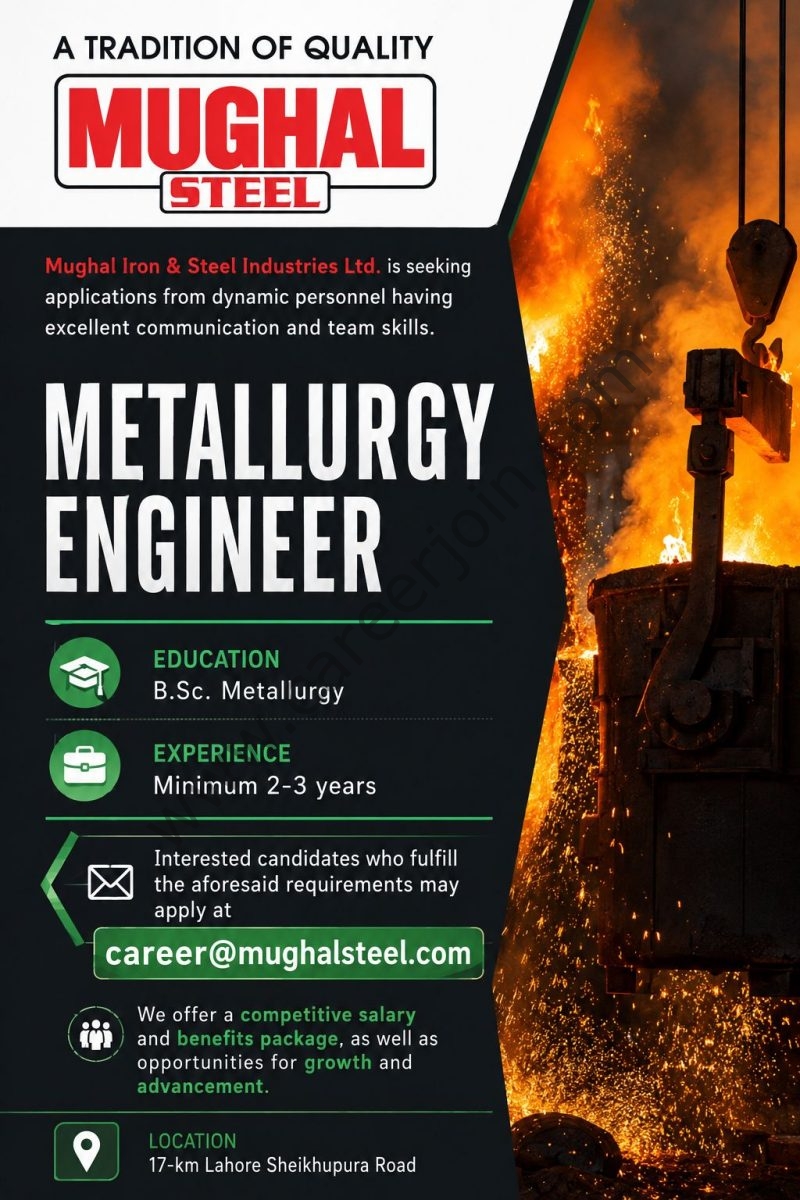 Mughal Iron & Steel Industries Ltd Jobs Metallurgy Engineer 1