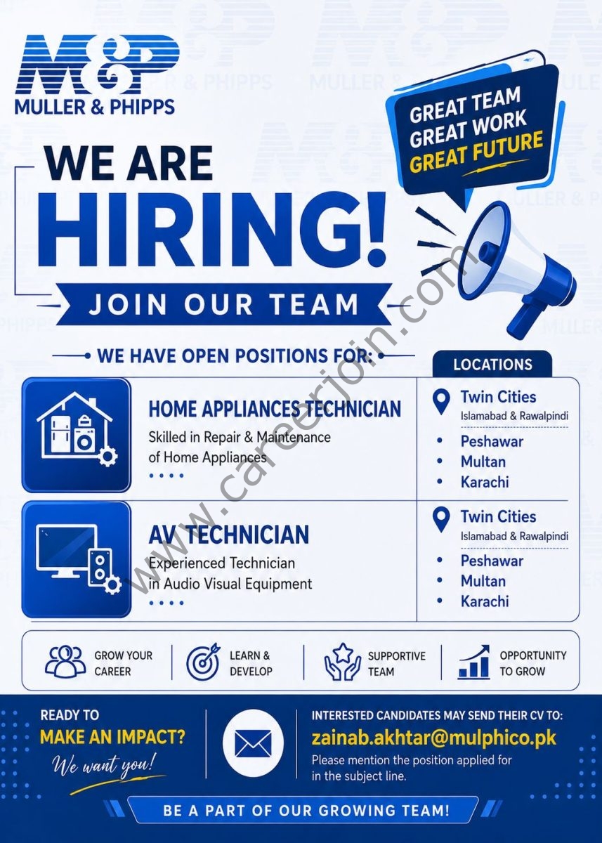 Muller & Phipps Pakistan Pvt Ltd Jobs August 2026 1