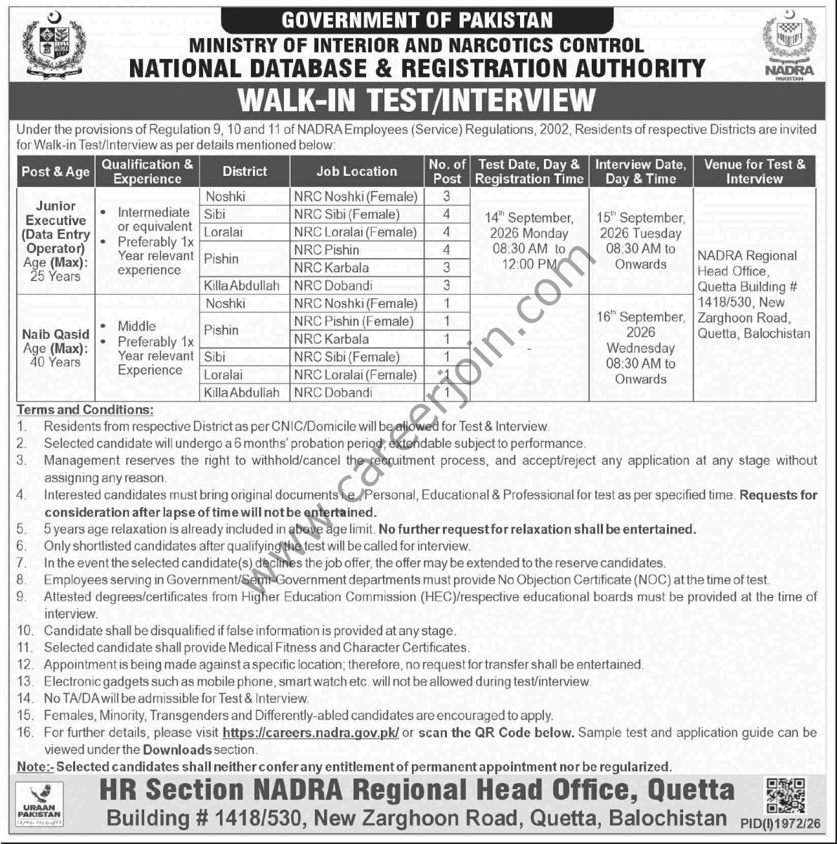 NADRA Jobs 30 August 2026 Dawn 1