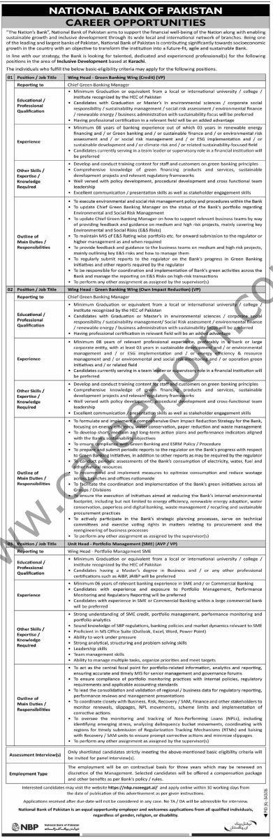 National Bank of Pakistan NBP Jobs 02 August 2026 Dawn 1