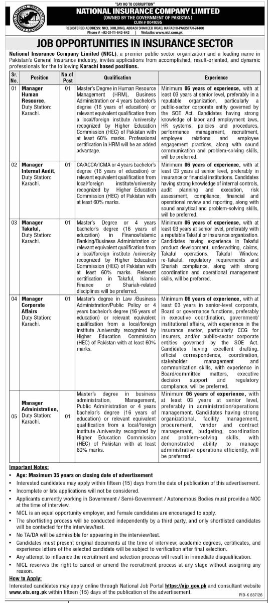 National Insurance Co Ltd NICL Jobs 28 August 2026 Dawn 1