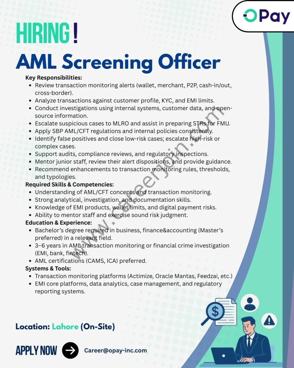 Opay Inc Jobs AML Screening Officer 1