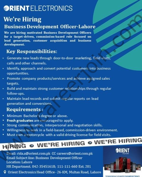 Orient Electronics Jobs Business Development Officers 1