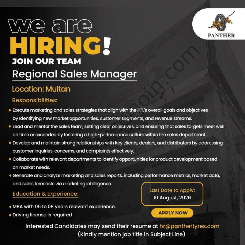 Panther Tyres Limited Jobs Regional Sales Manager 1