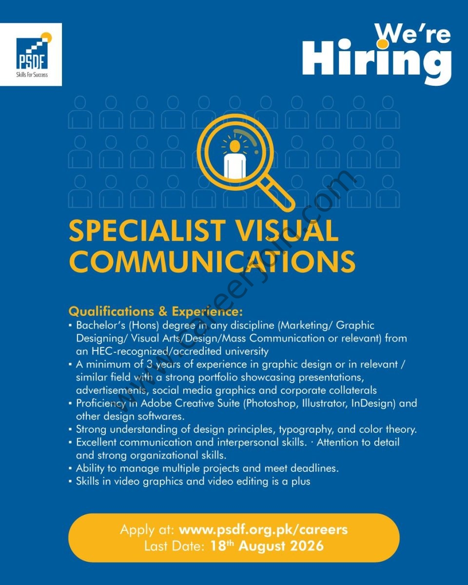 Punjab Skills Development Fund PSDF Jobs Specialist Visual Communications 1