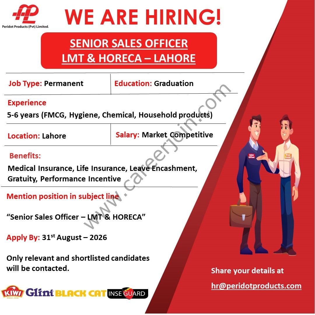 Peridot Products Pvt Ltd Jobs Senior Sales Officer 1